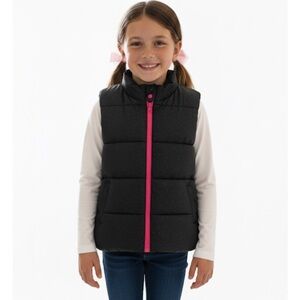 ENERGIE Zip Up Puffer Vest, Girls XL, Black Pink